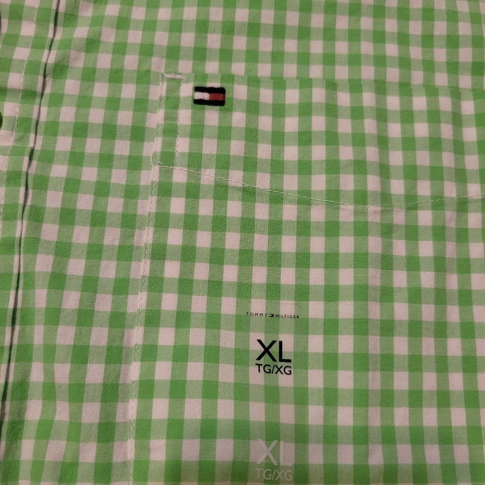 $80 NEW XL TALL GRAND ORGANIC COTTON GREEN WHITE CHECK LONG SLEEVE SHIRT NWT - Picture 8 of 13